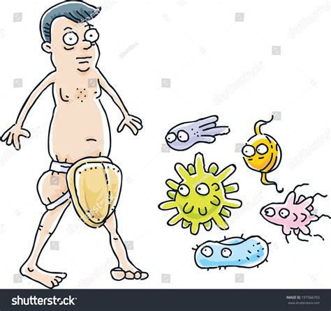 Cartoon Man Protected Against Sexuallytransmitted Diseases Stock Vector