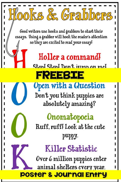 Writing A Hook Poster And Journal Entry Freebie Writing Hooks