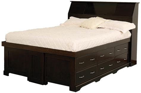 Amish Elegance Full Pedestal Bed W 60 Storage Drawer On Each Side By