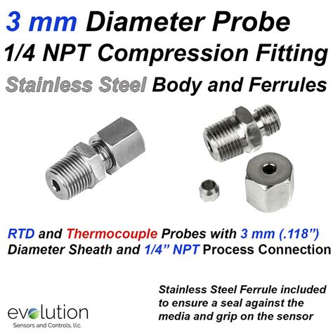 3 Mm Diameter Compression Fitting With 14 Npt Fitting For Rtd Probe