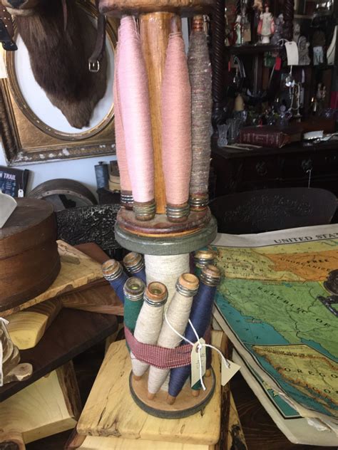 Set Of Four Vintage Wood Spools With Thread Many Different Etsy
