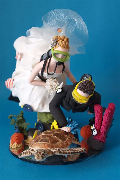 Scuba Topper With Sea Turtle By Try Sarah Tops Wedding Cake Topper