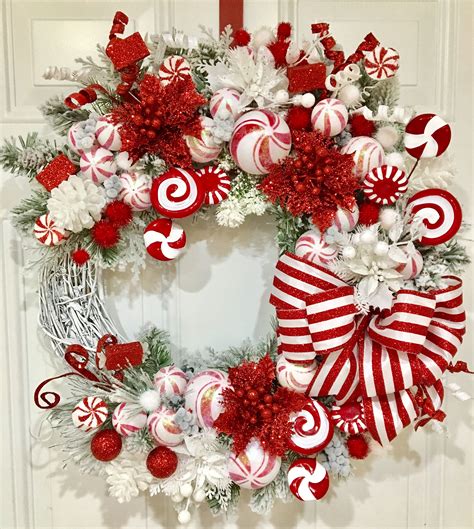 Christmas Wreath Holiday Wreath Red And White Stripes Candy Cane