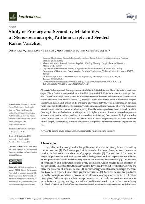 Pdf Study Of Primary And Secondary Metabolites Of Stenospermocarpic