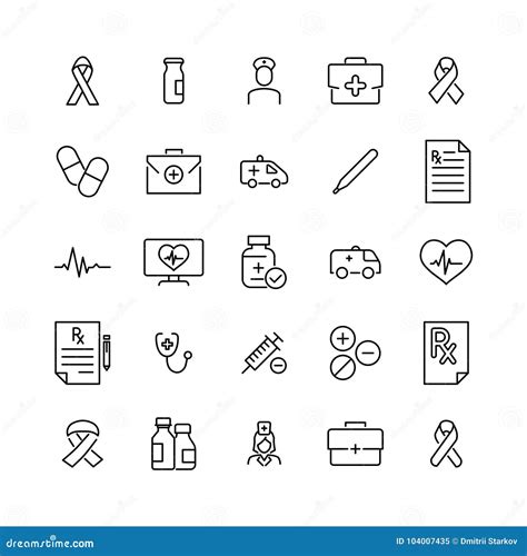 Set Of Medical Thin Line Icons Stock Vector Illustration Of Design