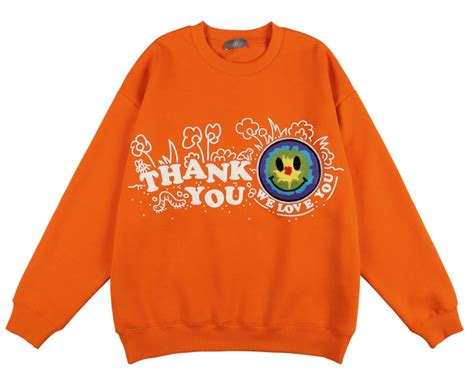 Unisex Embroidery Smiley Sun Flower Thankyou Sweat Pullover ユニセックス 男女兼用
