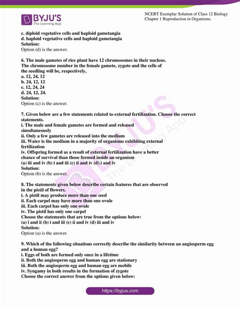 Ncert Exemplar Solutions Class 12 Biology Chapter 1 Reproduction In