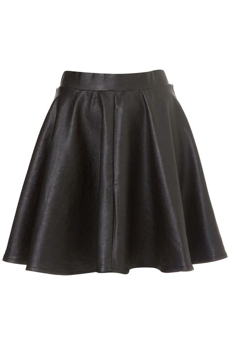 Leather Circle Skirt Leather Flare Skirt Leather Skater Skirts Black