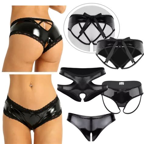 Women Sexy Leather Crotchless G String Thongs Panties Underwear Knickers Bikinis 467 Picclick