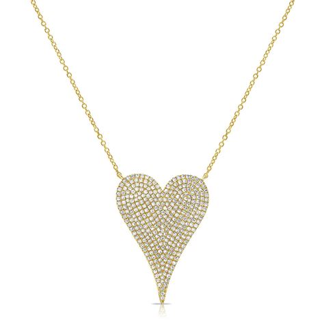 18k Gold And Diamond Large Heart Pendant Necklace