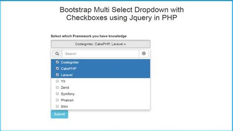 Multi Select Dropdown With Checkbox Using Jquery In Php Using Bootstrap