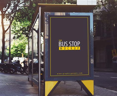 bus stop advertising mockup mockup world