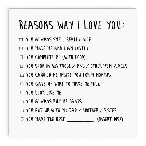 Reasons Why I Love You Mothers Day Cute Cheeky Etsy