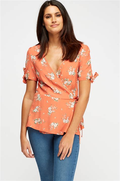 Short Sleeve Wrap Top Just 7