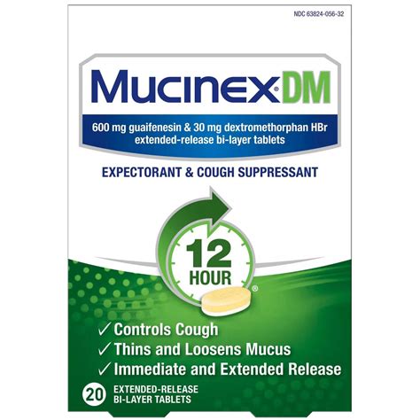 Mucinex Dm Guaifenesin Cough Suppressant Extended Release Tablets 600 Mg 20 Each