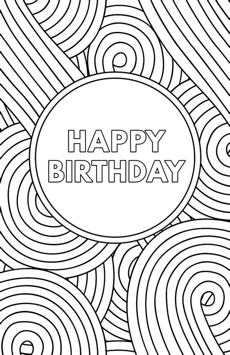 Printable Foldable Happy Birthday Coloring Card Printable Templates