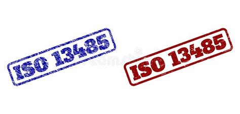 Iso 13485 Blue And Red Rounded Rectangle Seals With Unclean Styles