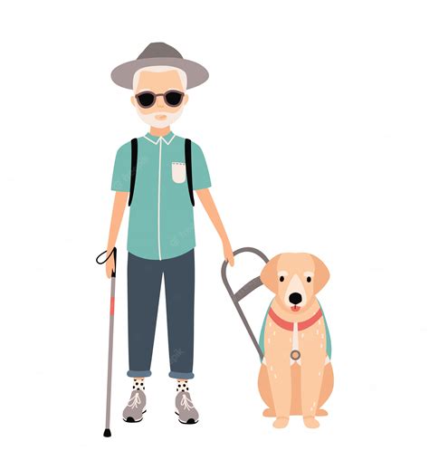 Premium Vector Blind Man Colorful Image Featuring Visually Impaired