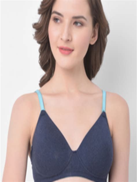 Buy Clovia Blue Solid Non Wired Lightly Padded T Shirt Bra Br1049x0832b Bra For Women 13035506