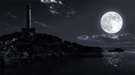Lighthouse In The Full Moon Backiee