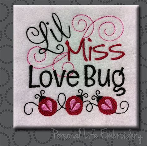 Lil Miss Lovebug Series Love Bug Valentine Heart Machine Embroidery