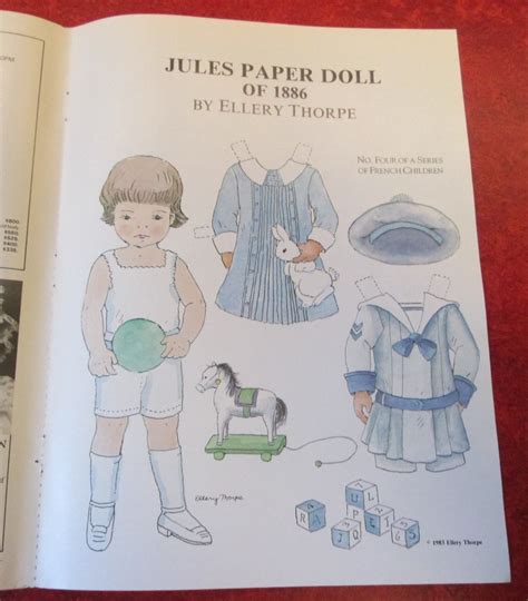 Jules Paper Doll Of 1886 Magazine Paper Dolls By Ellery Thorpe 1985