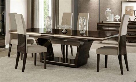 Contemporary Wenge Lacquer Finish Dining Table Set 7pcs Soflex