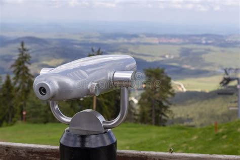 Public Tourist Binoculars Lookout On The Top Stock Photo Image Of