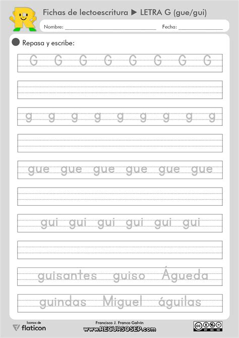 14 Fichas Lectoescritura Montessori Recursosep Letra G Gue Guipage 0001