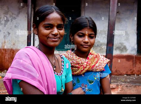 Portrait Of Two Happy Indian Girls Smiling At Camera In Varanasi Uttar