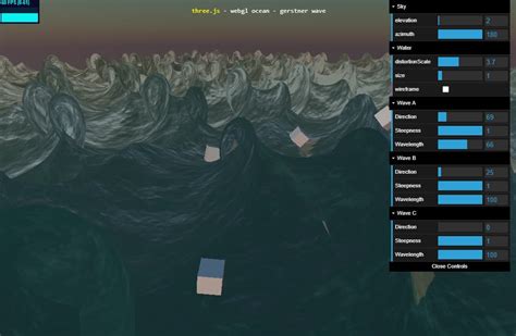 Classic Ocean Shader Example With Gestner Waves Resources Threejs