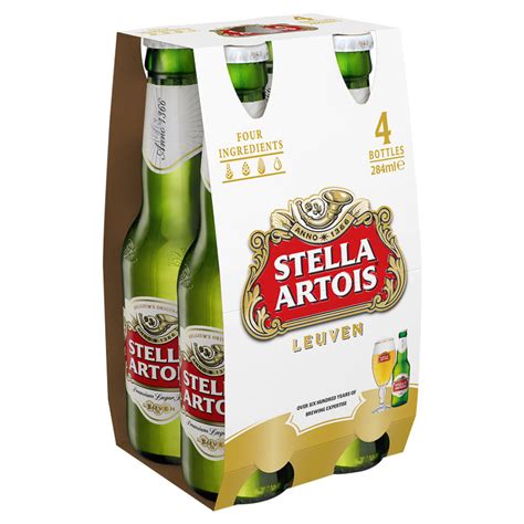 Stella Artois Lager 4 X 284ml Alcohol Beer And Lager