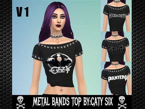 Metal Band Tops Sims 4 Female Clothes