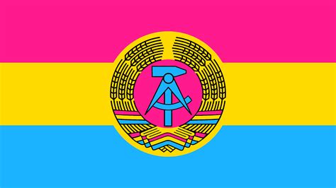 German Democratic Republic Flag With The Pansexual Pride Flag Colors ~ R Leftistvexillology