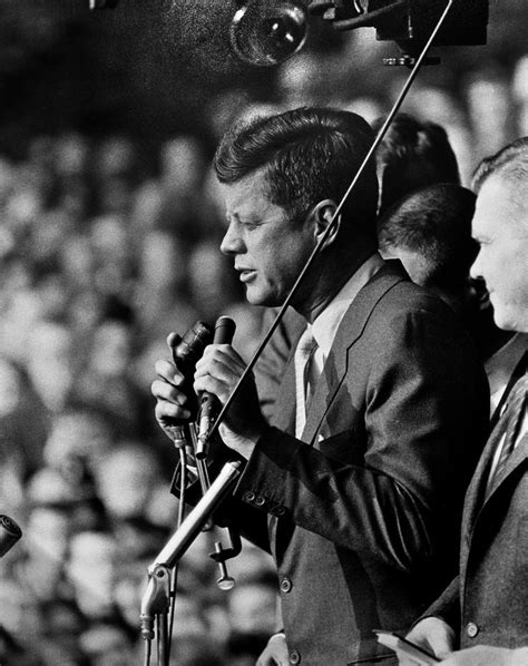 John F Kennedy Delivering Speech On The Steps Of The Michigan Union On