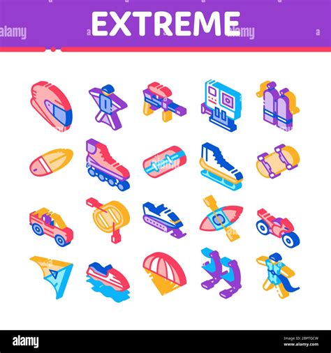 Extreme Sport Activity Isometric Icons Set Vector Stock Vector Image