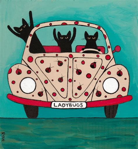 Whimsical Cats Black Cat Art Cat Painting