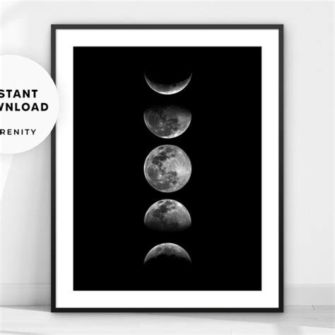 Luna Print Moon Phases Photography Lunar Print Downloadable Etsy