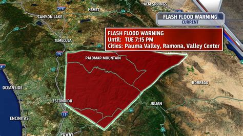 Flash Flood Warning Issued For Parts Of San Diego County Fox 5 San Diego