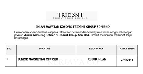Leader at trid3nt group at trid3nt. Jawatan Kosong Terkini Trid3nt Group ~ Junior Marketing ...