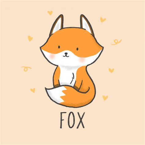 Cute Fox Cartoon Hand Drawn Style Cute Fox Drawing Cute Cartoon