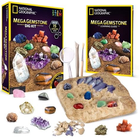 National Geographic Mega Gemstone Dig Kit Dig Up 15 Real Gems Stem