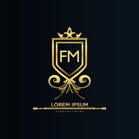 Fm Letter Initial With Royal Templateelegant With Crown Logo Vector