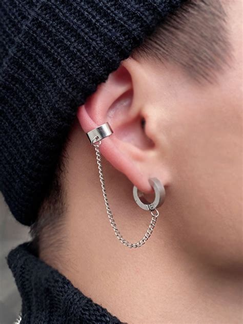 Pc Men Chain Decor Ear Cuff Ear Cuff Men Earrings Cuff Earrings