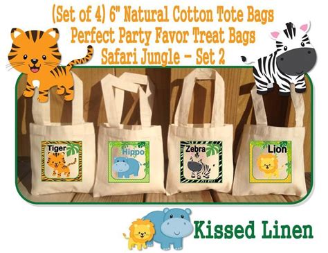 Jungle Safari Birthday Party Treat Favor T Bags Mini Cotton Etsy