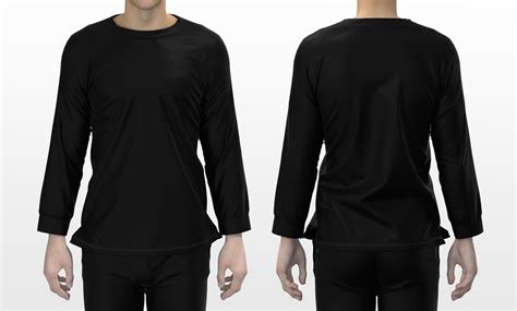 Man In Blank Black Long Sleeve T Shirt Front And Back Views 10323908