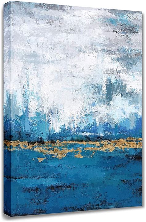 Abstract Wall Art Picture Painting For Living Room Large Blue Abstract