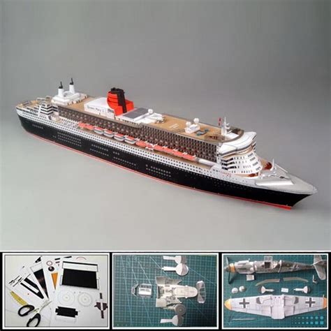 Free Shipment New Paper Ships Model British Passenger Ship Queen Mary 2