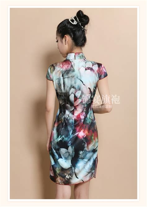 Custom Made Lotus Fantasy Silk Cheongsam Qipao Dress Qipao Cheongsam Dresses Women