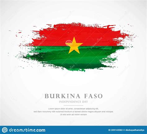 Abstract Brush Stroke Flag For Independence Day Of Burkina Faso Country